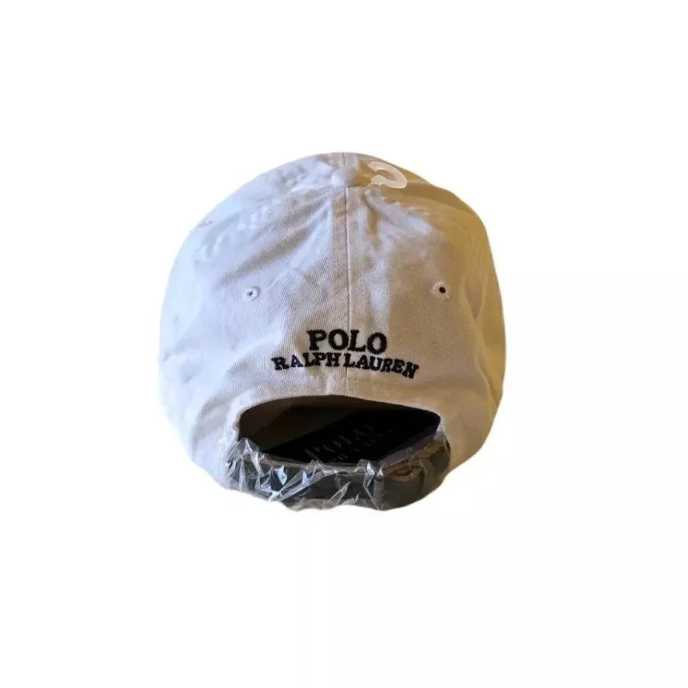 Polo Ralph Lauren Embroidered Cotton Rugby Shirt Twill Sport Cap O/S White NWT - Picture 5 of 9